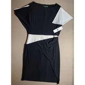 LRL Ralph Lauren VINTAGE NEW WITH TAG Women’s 12 Black Dress White Orig $139